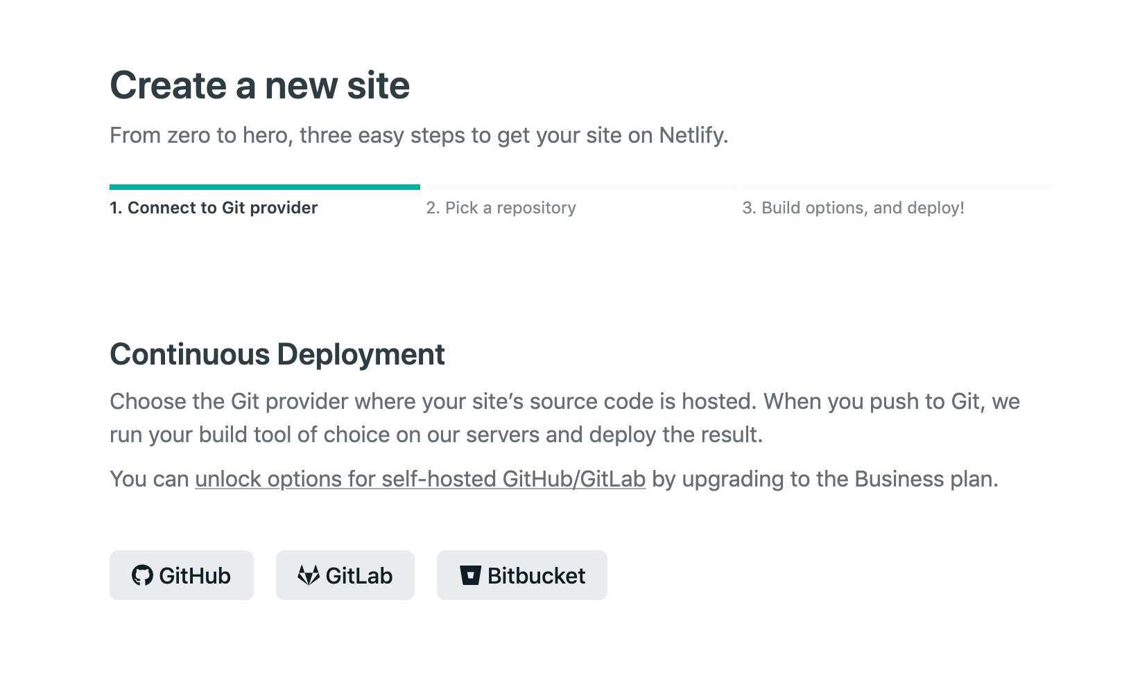 create a new site steps